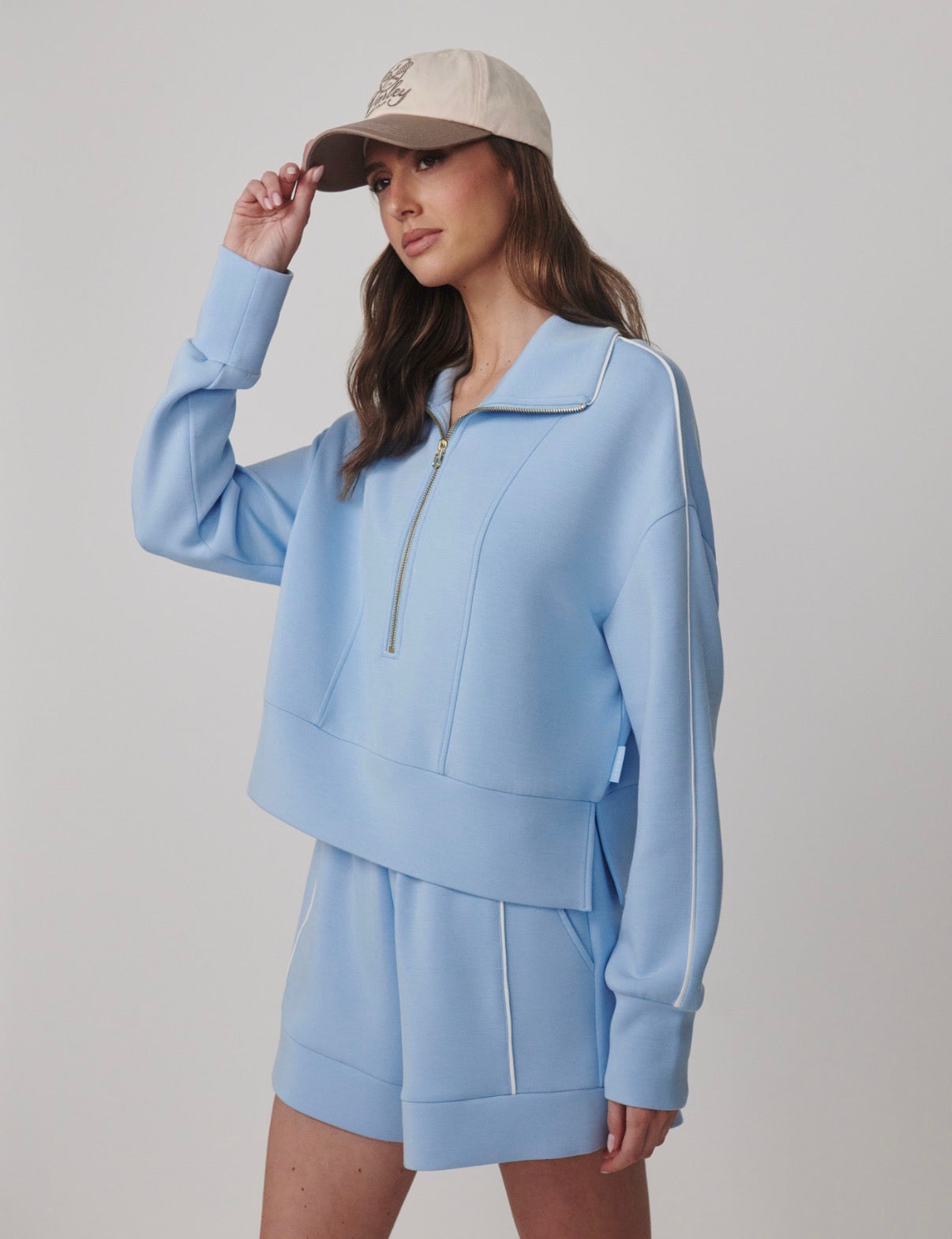Davenport Half-Zip Sweat- Airy Blue