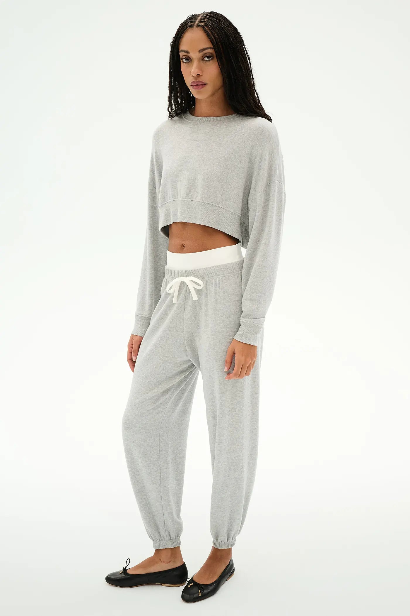 Noah Fleece Crop Sweatshirt- Heather grey
