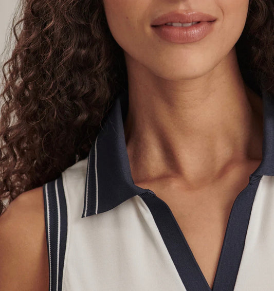 Isaac Performance Polo- white/blue nights