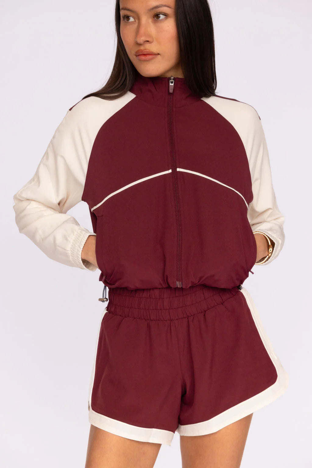 Nicole Cropped Jacket- burgundy
