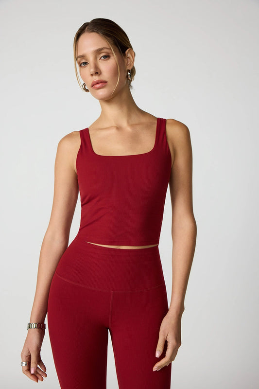 Ribbed Crop Tank- Merlot
