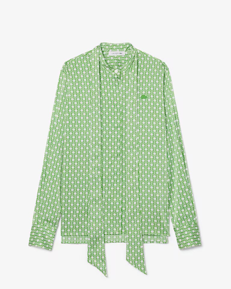 Removable Tie Collar Shirt- vert/blanc