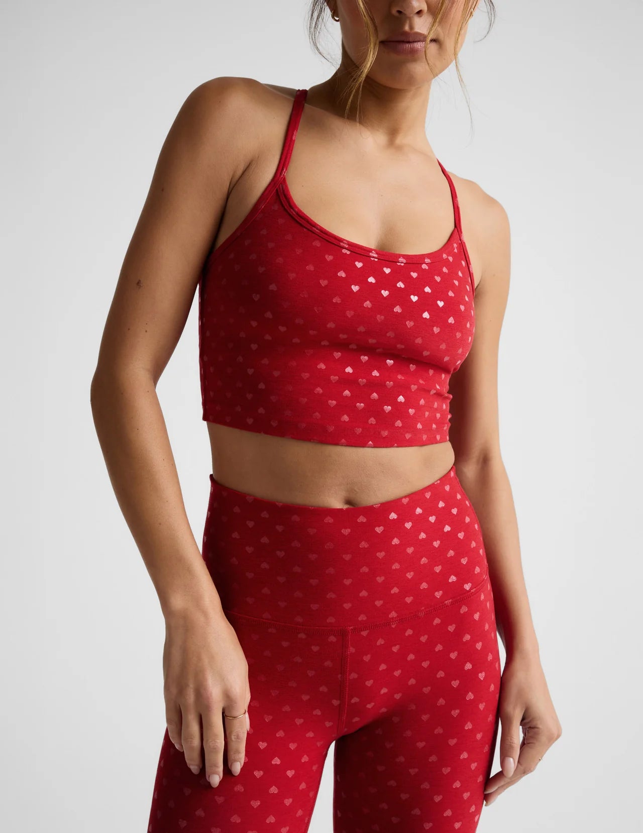 SoftShine High Waisted Midi Legging-Holly red ditsy hearts