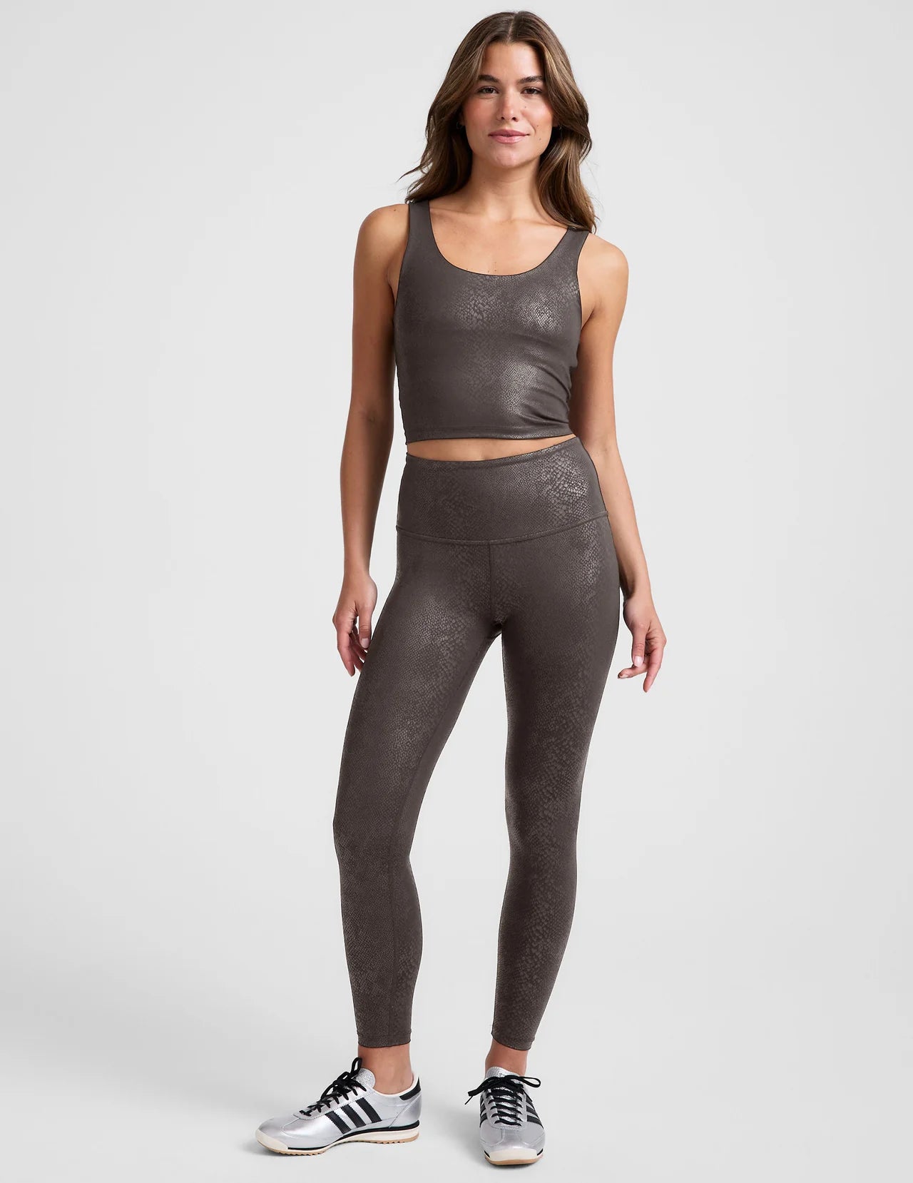 PowerShine Viper Print Cropped Tank- espresso viper