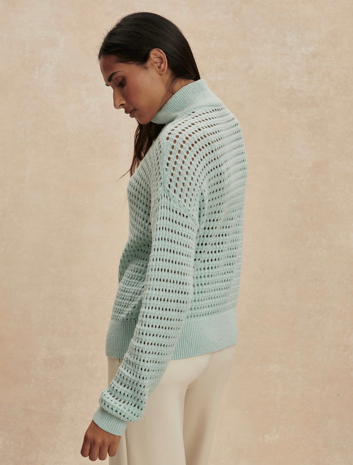 Emeri Half-Zip Knit Sweater- chalk blue