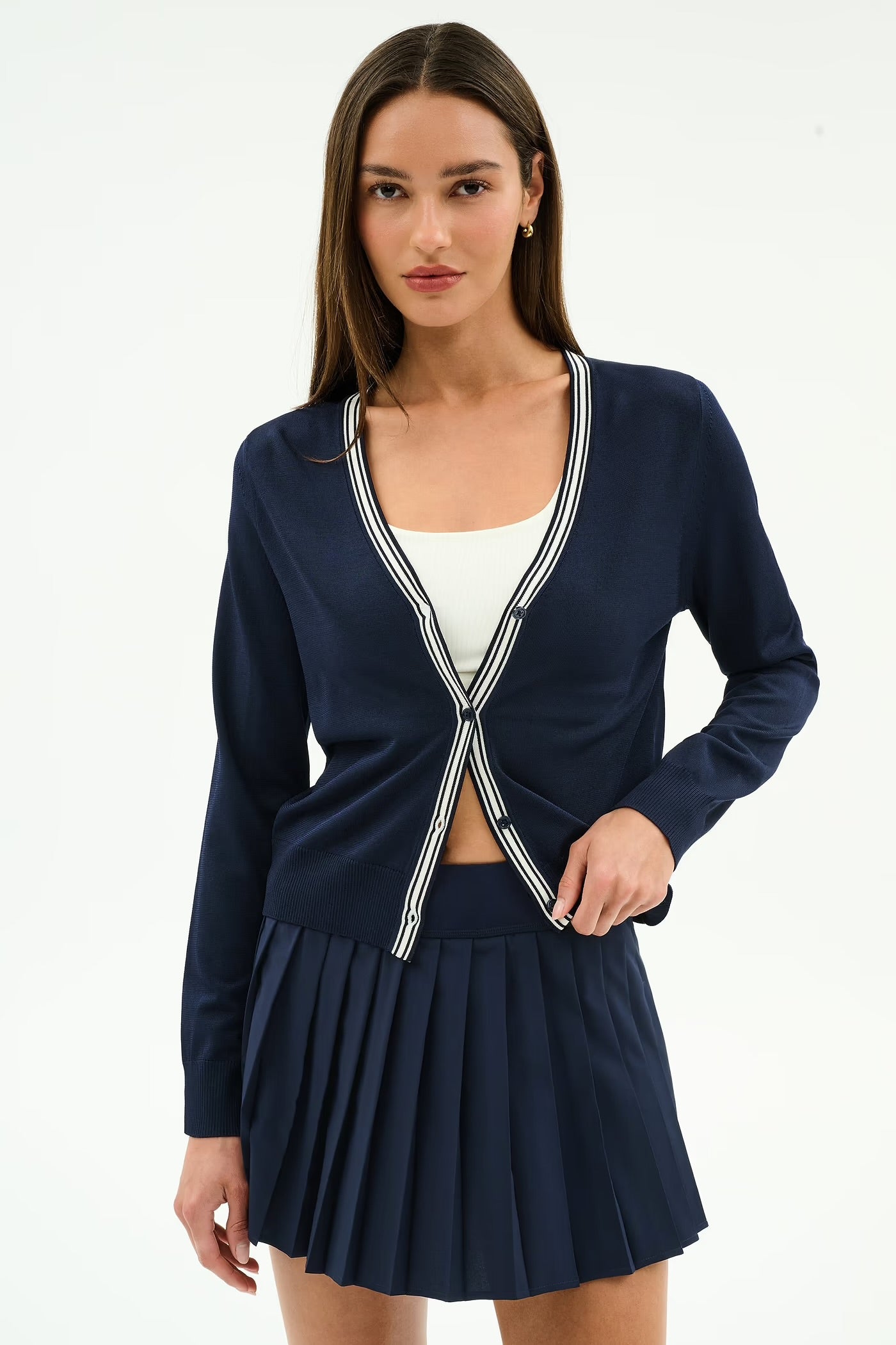 Bekah Knit Cardigan- indigo/white