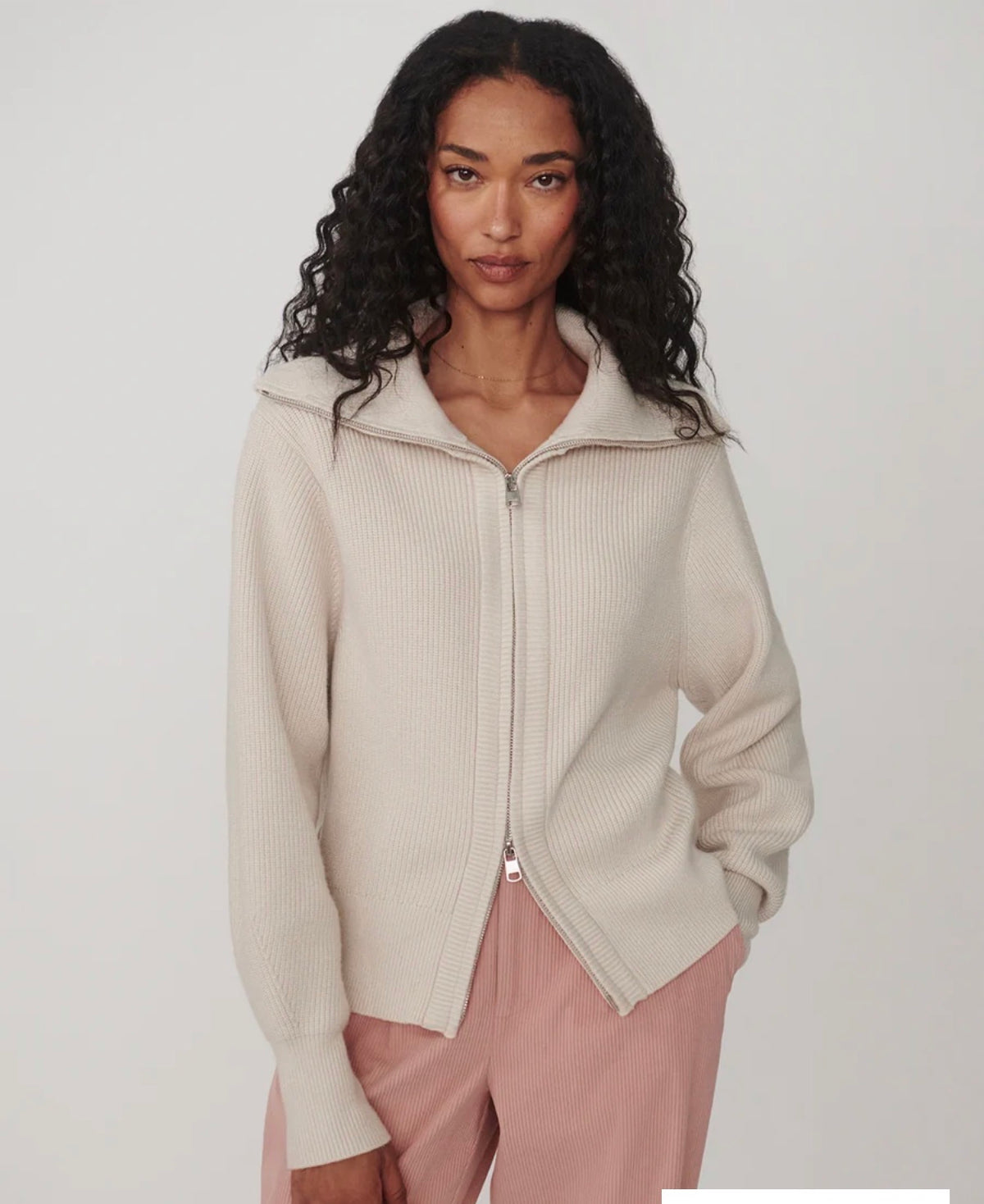 Enrico Zip-Through Knit Jacket-silver birch