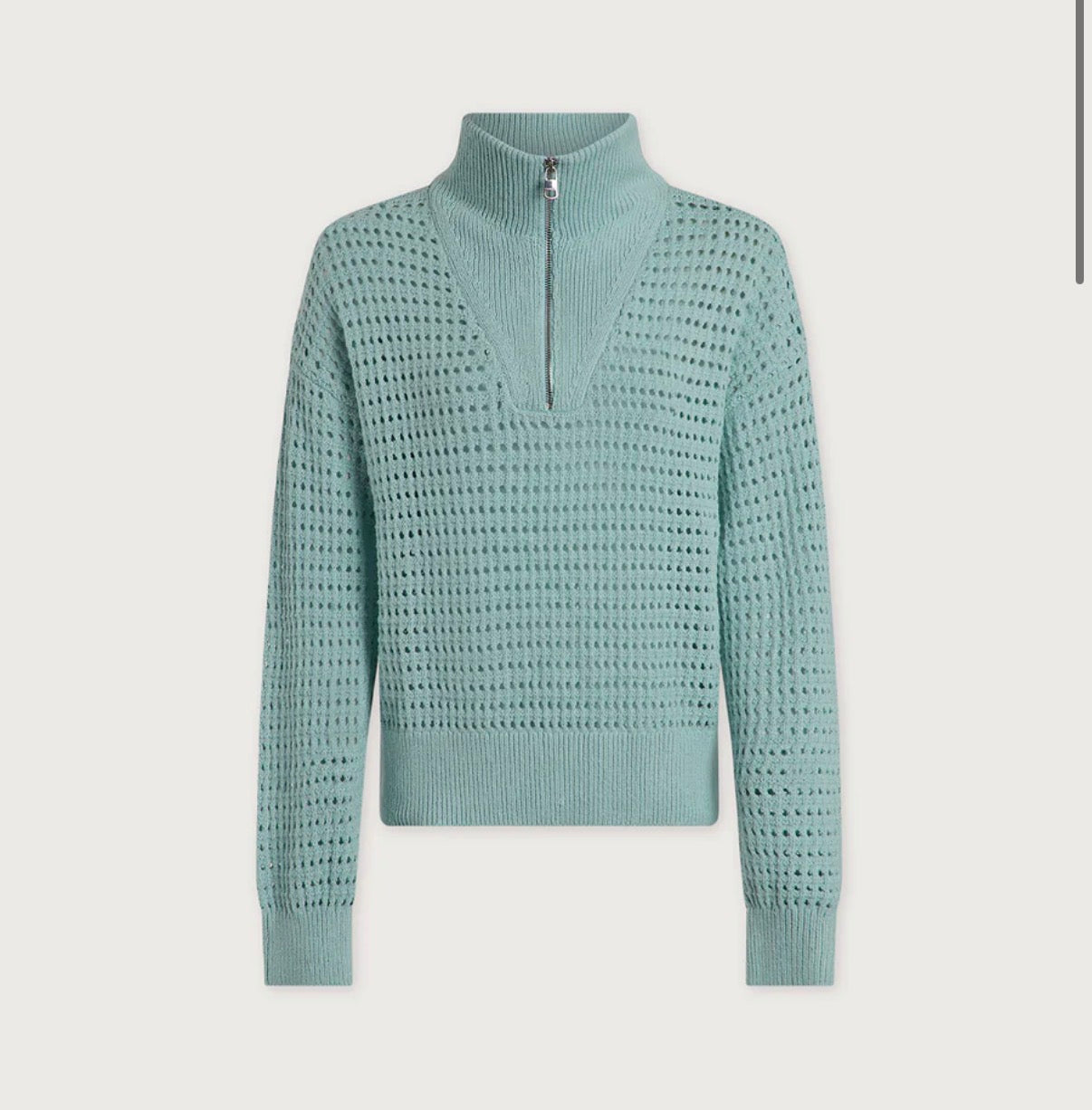 Emeri Half-Zip Knit Sweater- chalk blue