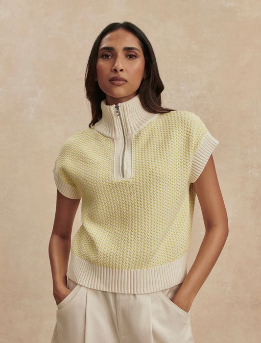 Fowley Knit Top- Snow White/Limeade