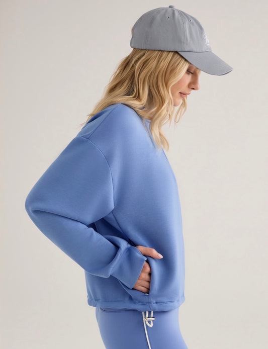 Sian Cropped Half-Zip Sweat- Marina
