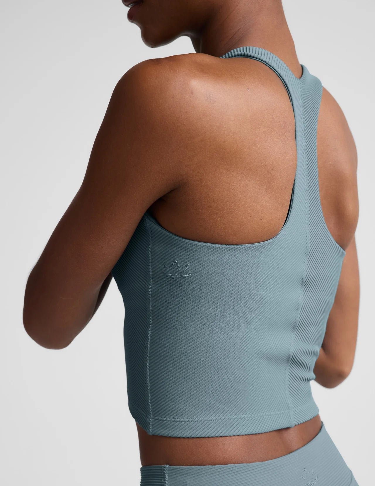 Impulse Ribbed High Neck Tank-Shaken Blue