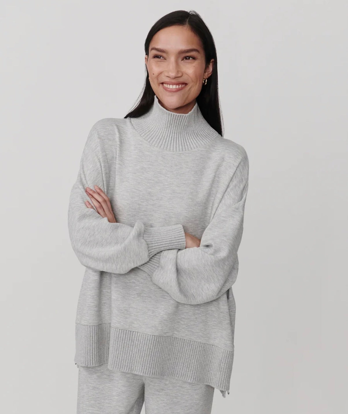 Barker High-Neck Sweat- Light Grey Marl