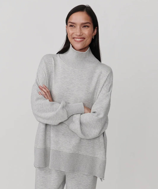 Barker High-Neck Sweat- Light Grey Marl