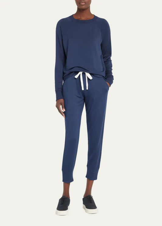 Reena Fleece 7/8 Sweatpant- indigo/off white