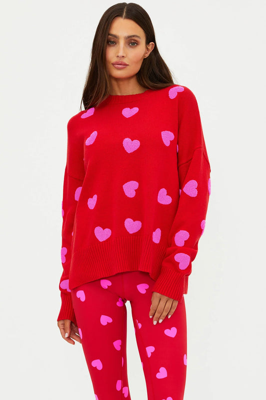 Callie Sweater Royal Red Hearts