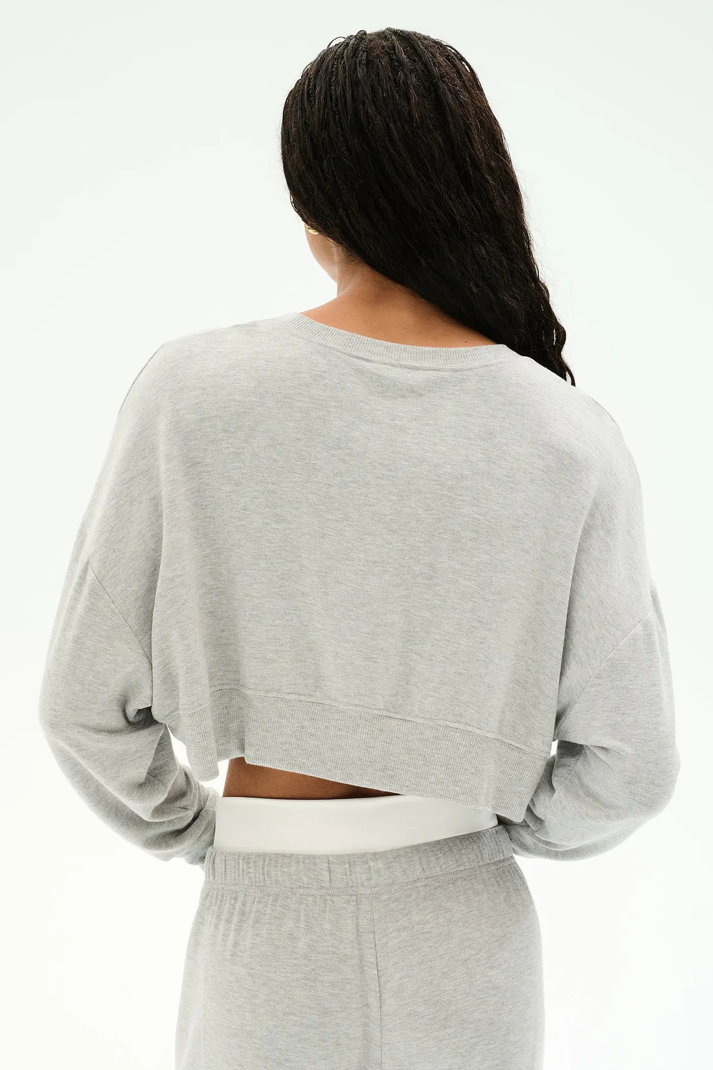 Noah Fleece Crop Sweatshirt- Heather grey