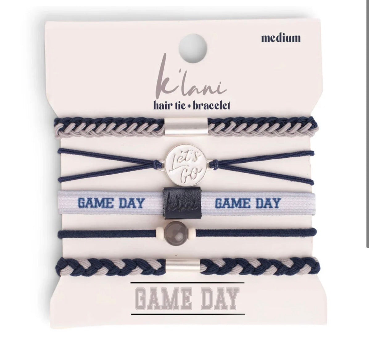 “Game Day” Navy/Gray - Hair Tie Bracelet