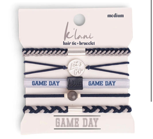 “Game Day” Navy/Gray - Hair Tie Bracelet