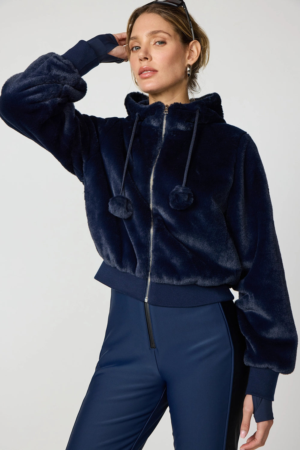 Plush Bomber Jacket- Navy Blazer