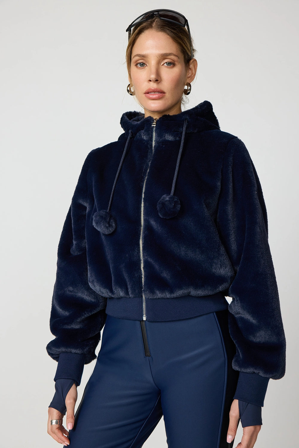 Plush Bomber Jacket- Navy Blazer