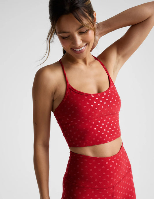 SoftShine Slim Racerback High Cropped Tank- Holly red ditsy hearts