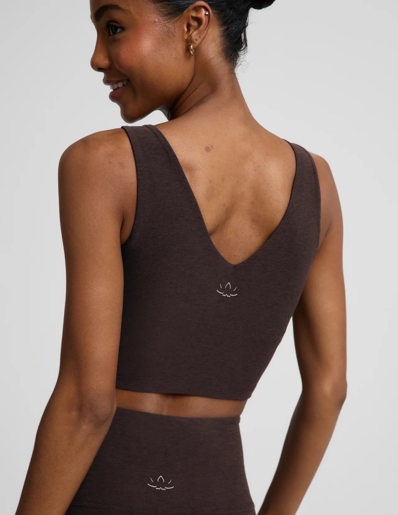 Spacedye™ Good Day Cropped Tank- dark chocolate heather