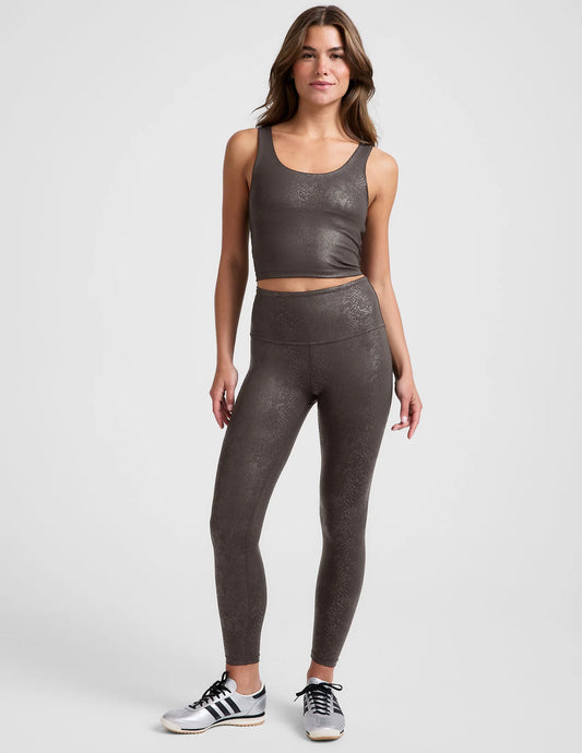 PowerShine Viper High Waisted Midi Legging- espresso viper