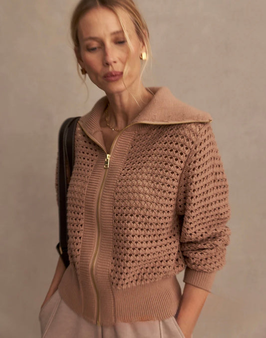 Eloise Zip-Through Knit- Warm Taupe