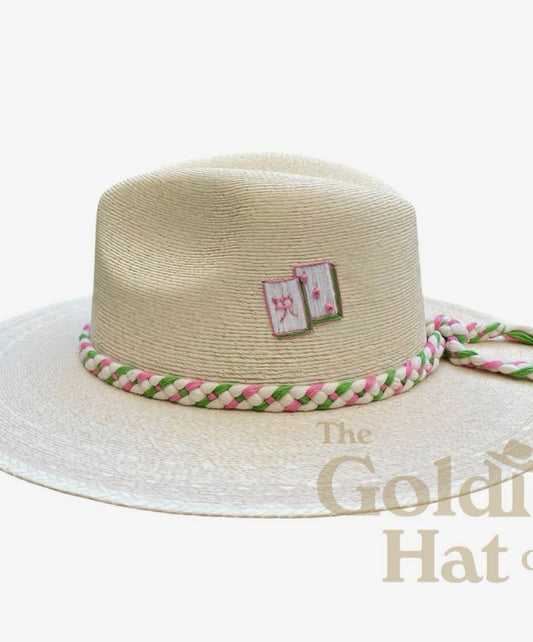 Mahjong Palm hat- pink/green