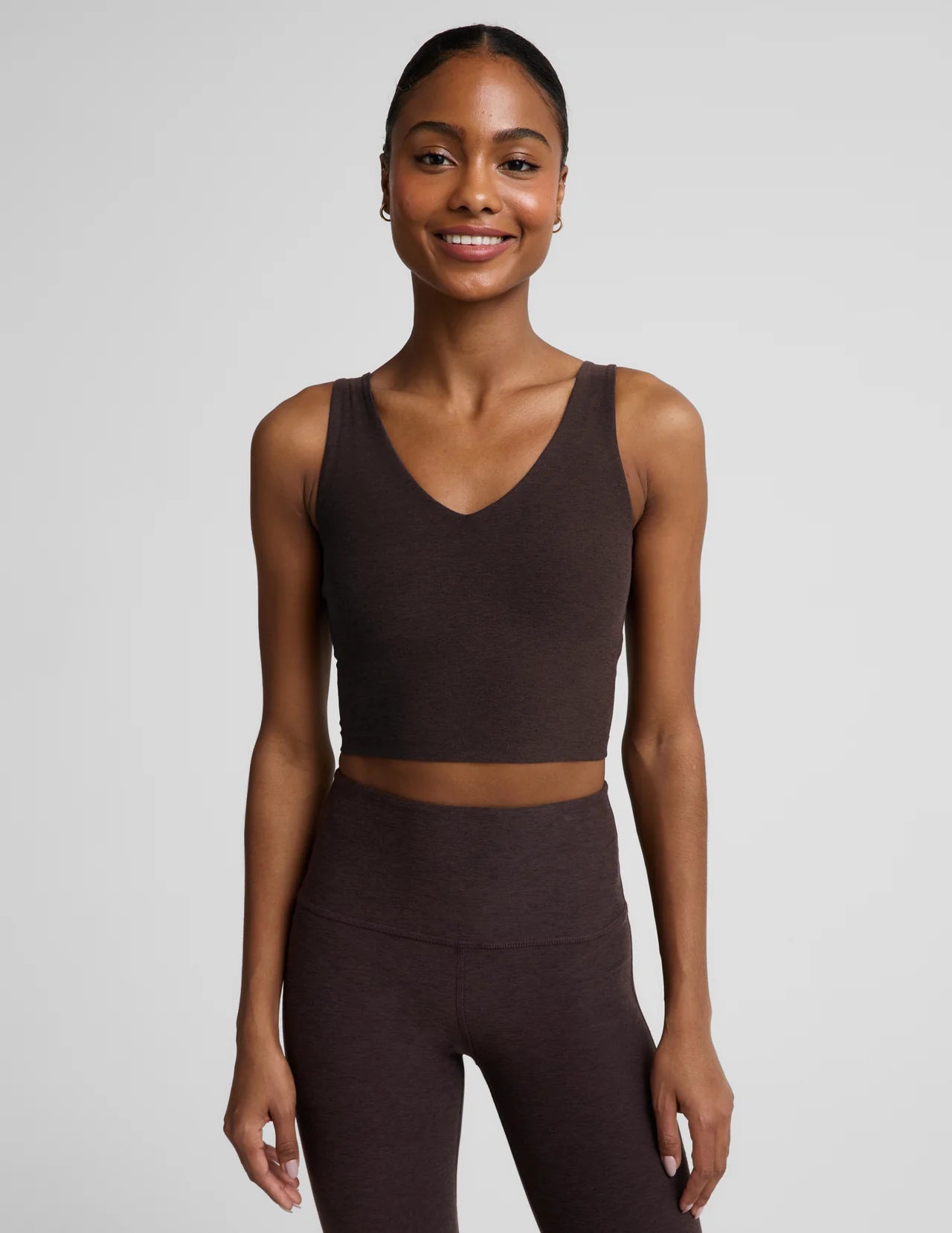 Spacedye™ Good Day Cropped Tank- dark chocolate heather