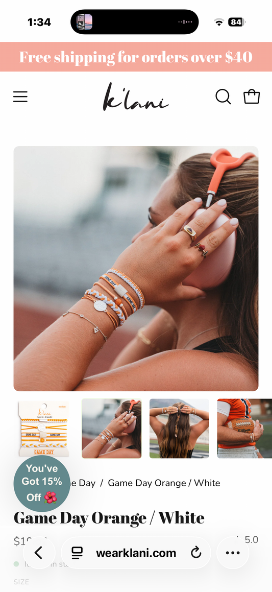 “Game Day” bracelet -Orange / White