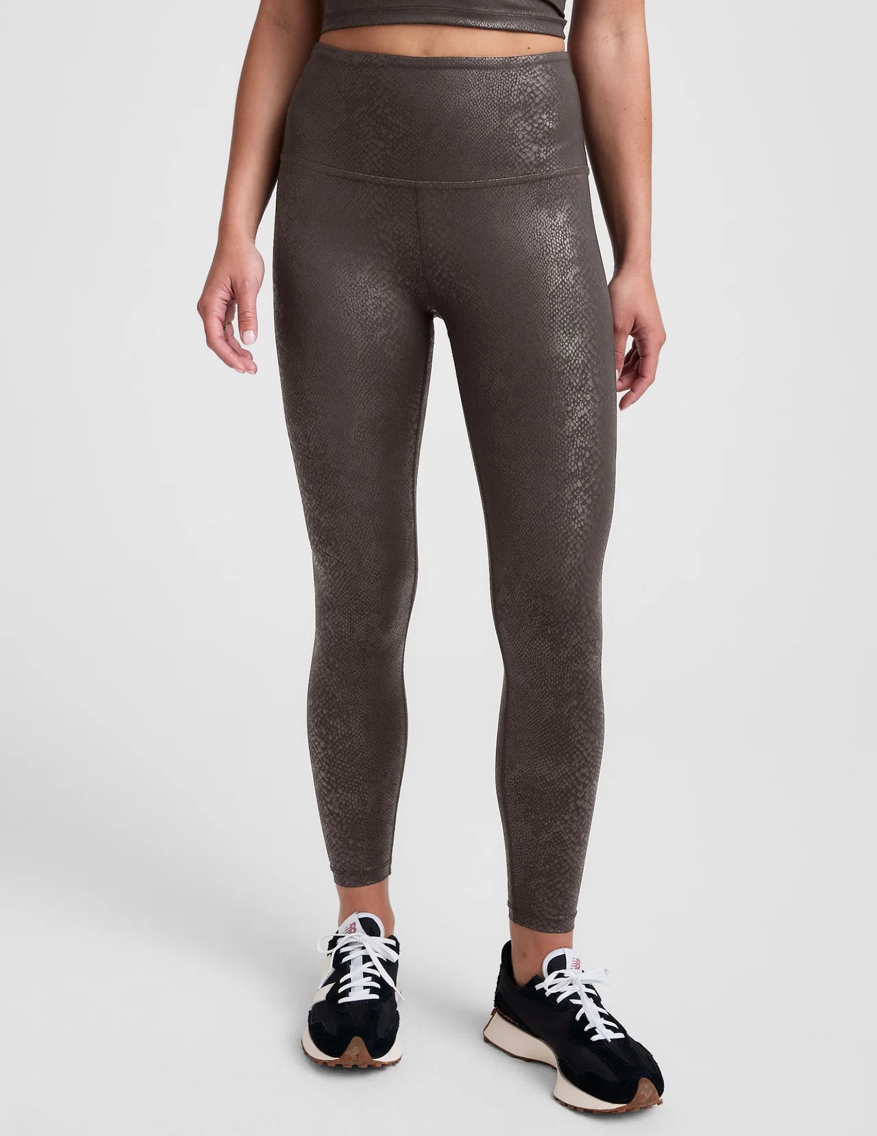PowerShine Viper High Waisted Midi Legging- espresso viper