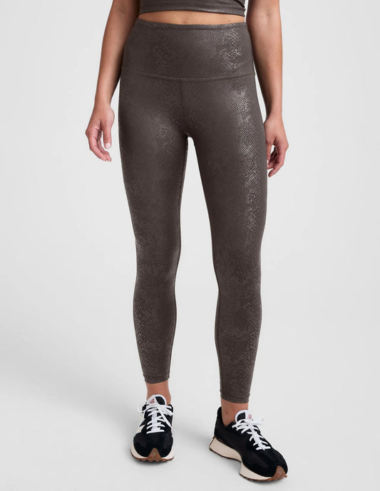 PowerShine Viper High Waisted Midi Legging- espresso viper
