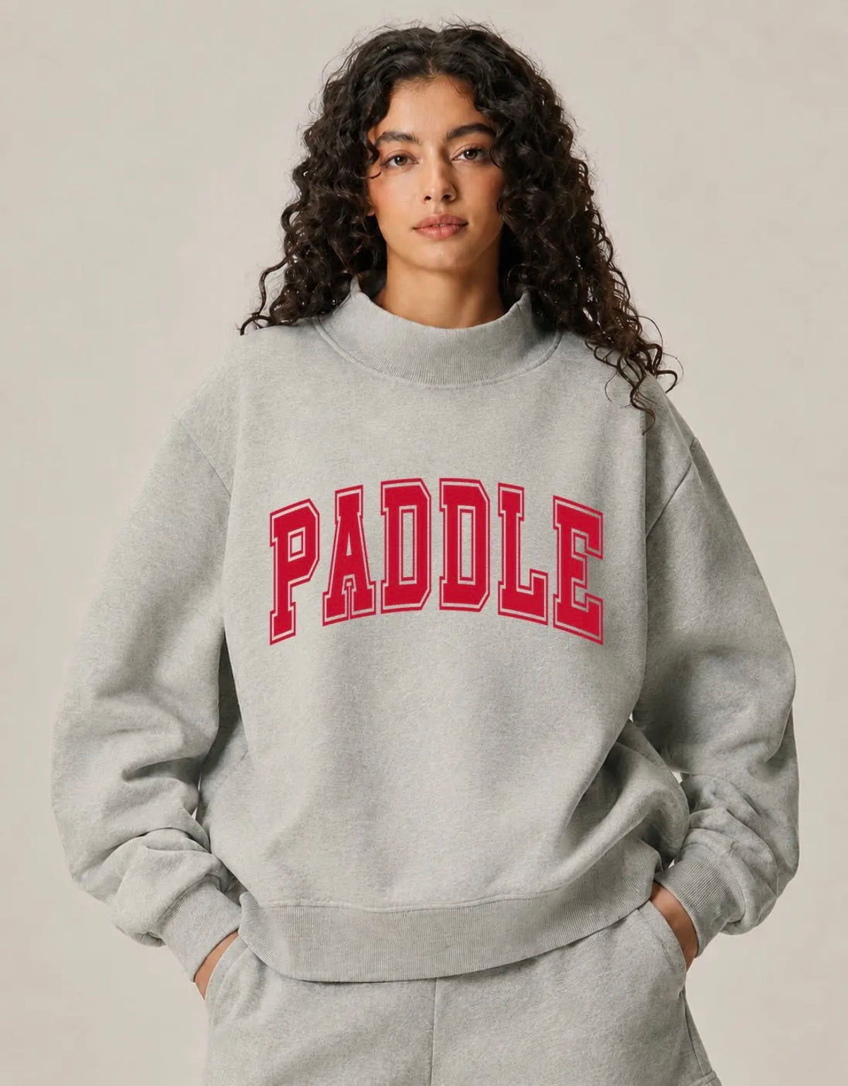 PADDLE- Mock Neck Sweatshirt -  RED