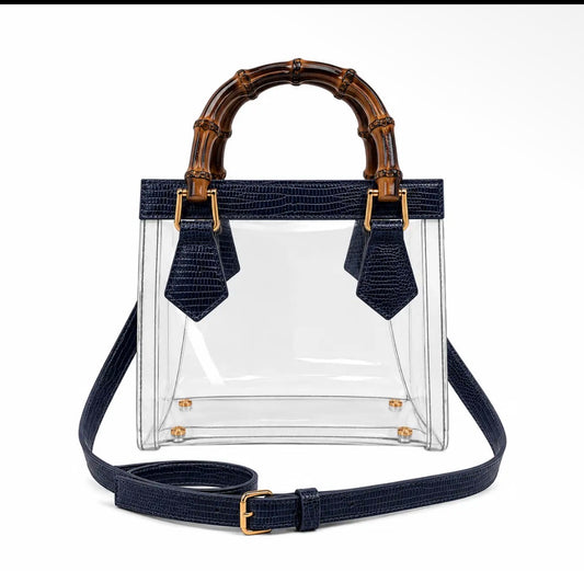 Bamboo Handle clear handbag
