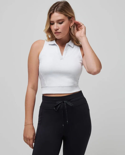 Moveknit V-Neck Sleeveless Polo- white