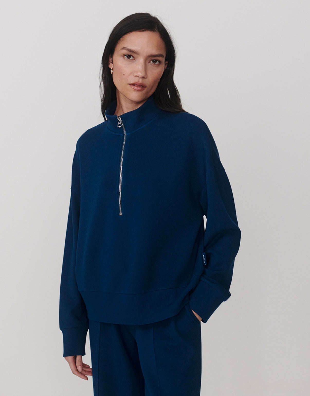 Mavis Mock Neck Sweat- Sea Blue