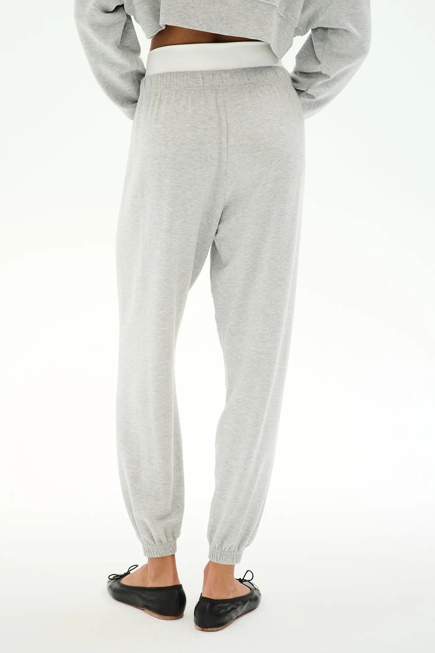 Andie Dual Waist Sweatpant-Heather grey
