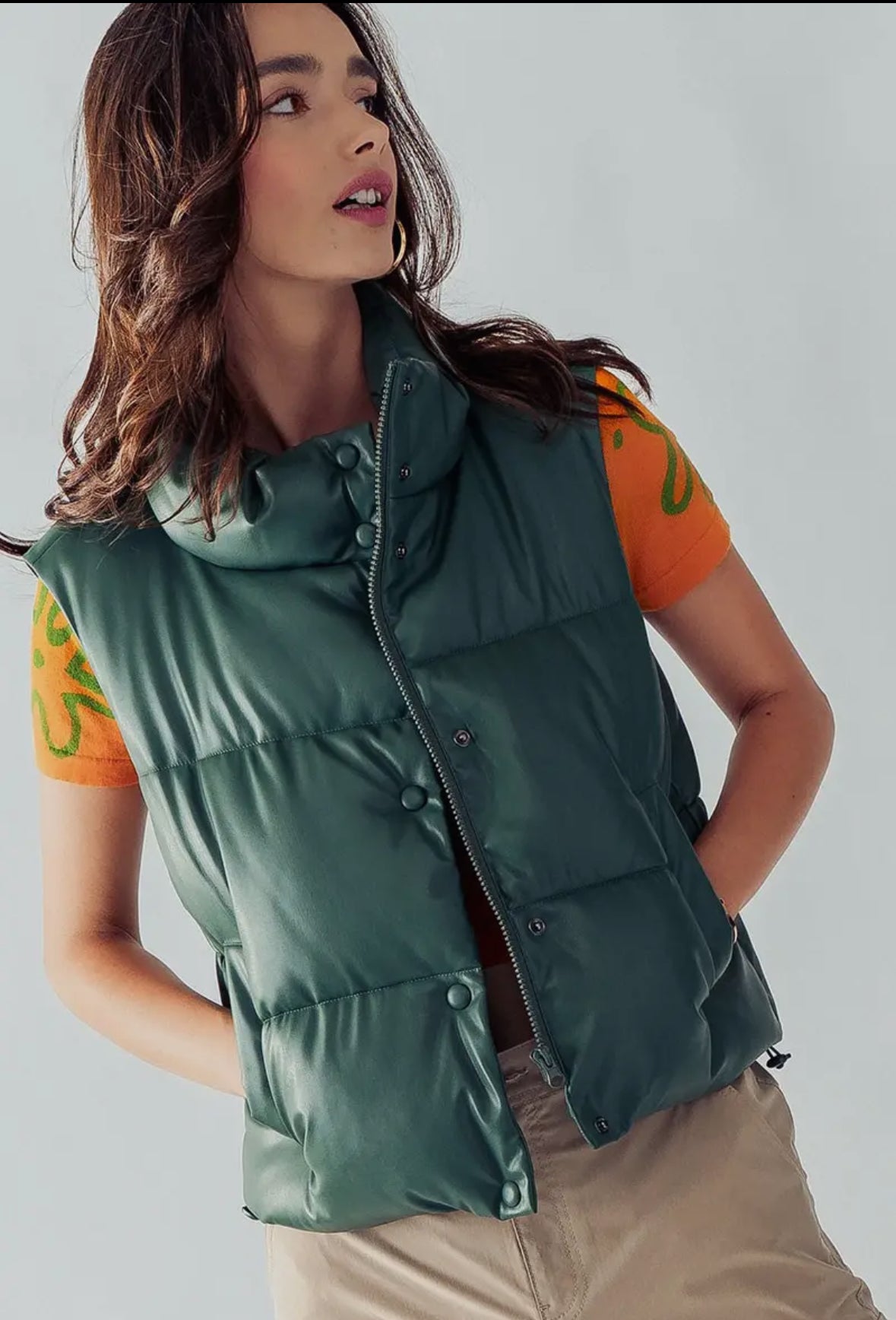 Cropped Vest - Green