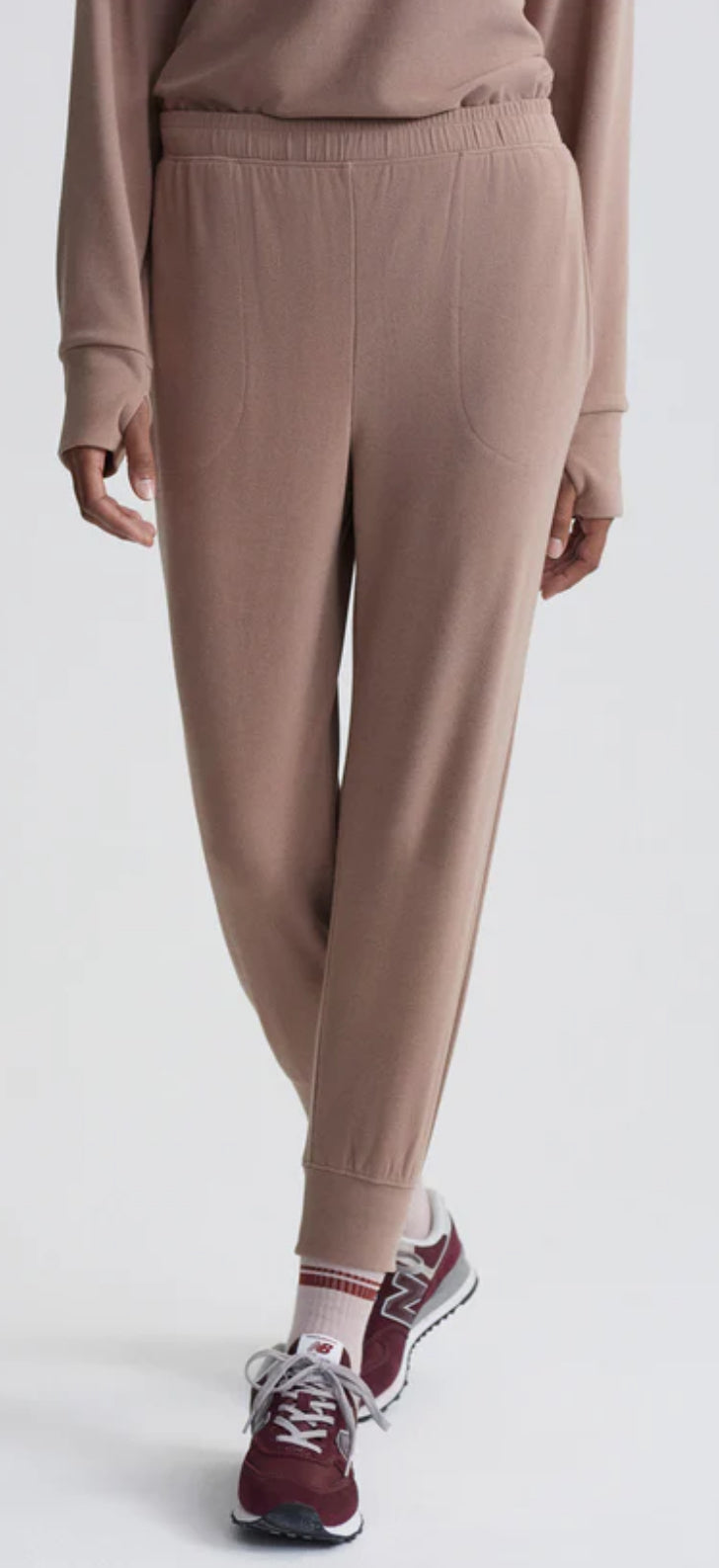 Brushed Rib Slim Cuff Pant 25"- shadow rose marl