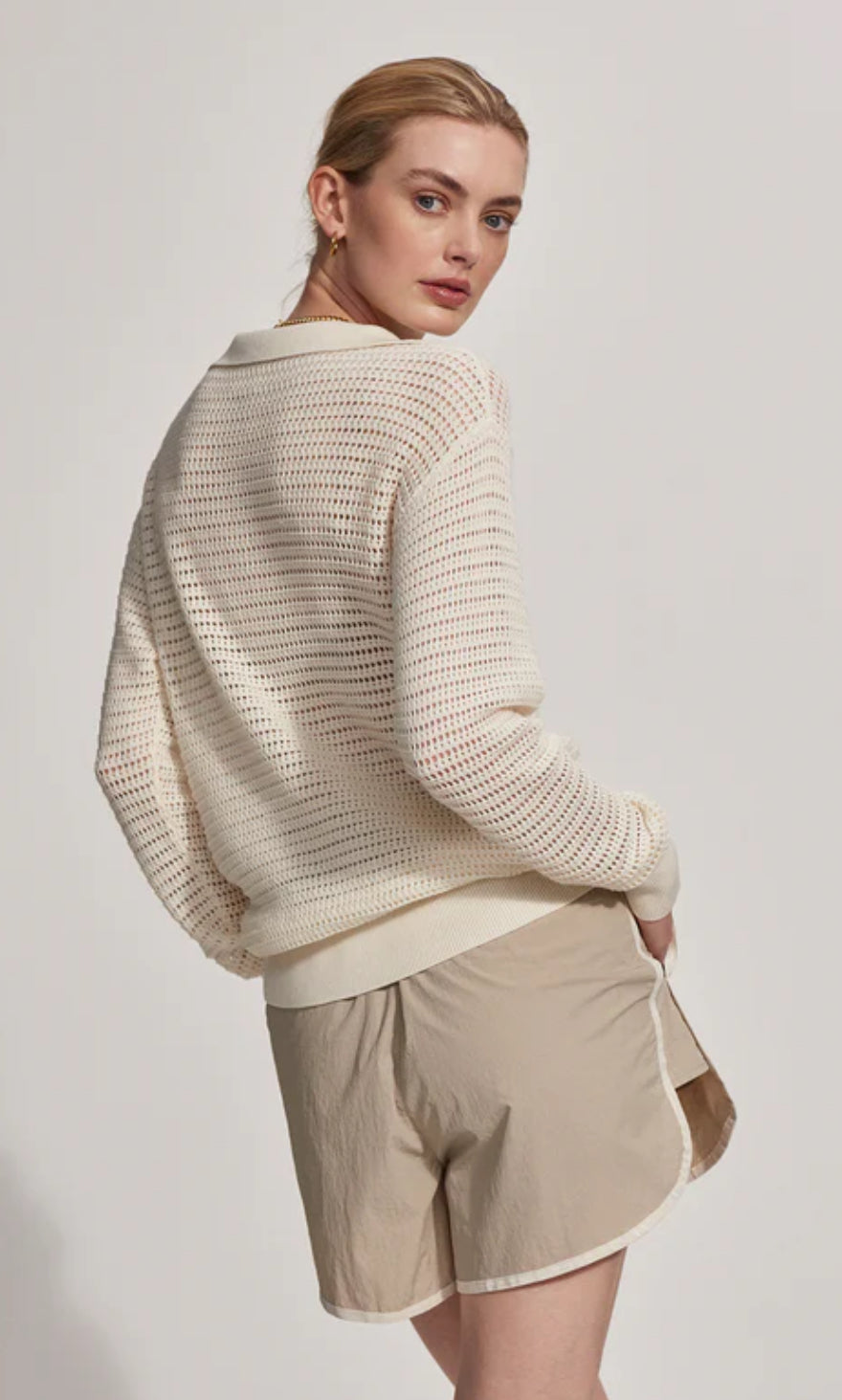 Billy Half Zip Knit- Egret