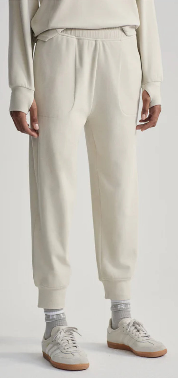 Brushed Rib Slim Cuff Pant 25"- Cement Marl