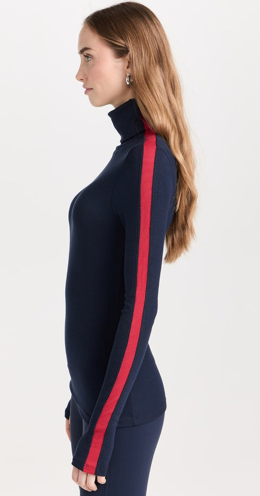 Jackson Rib Turtleneck-Navy/Red