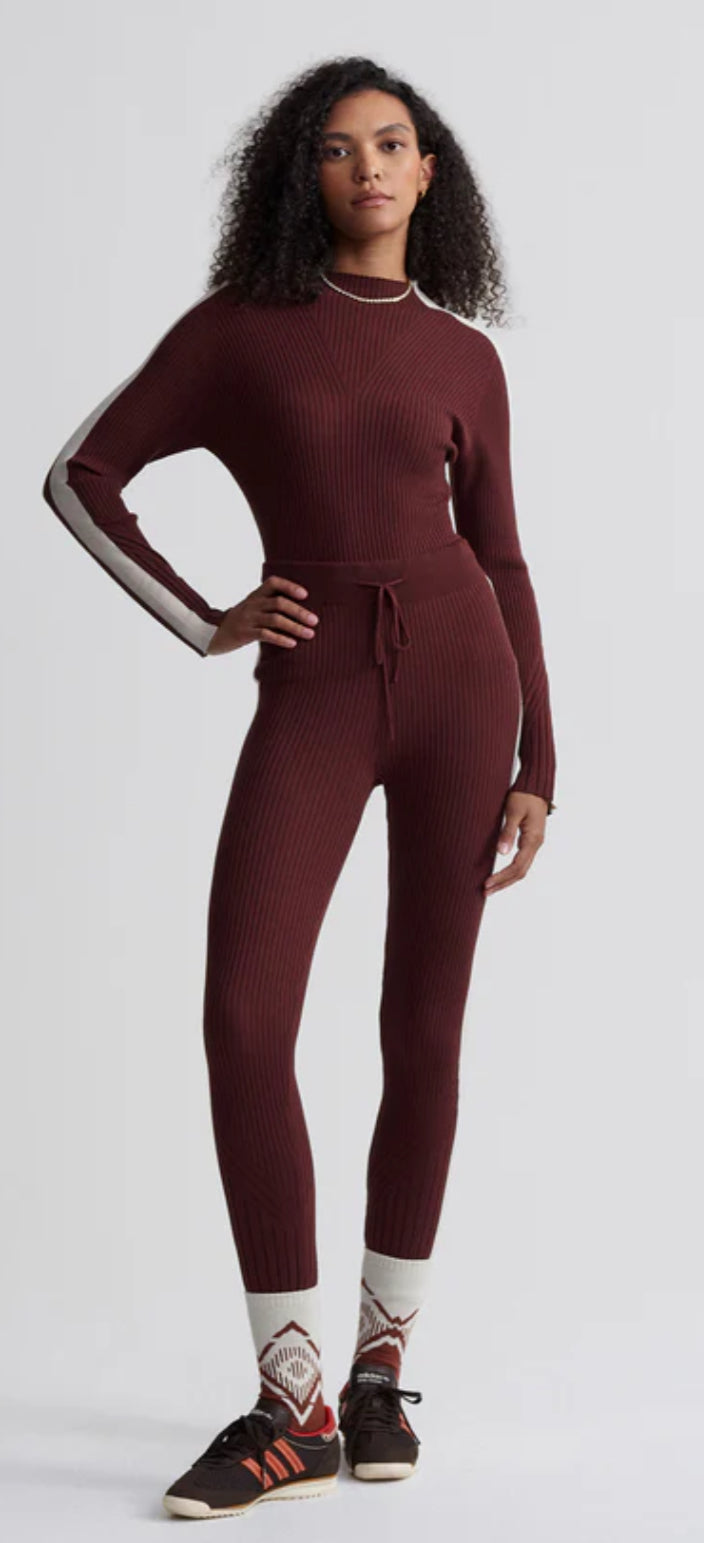 Wilshire Mock Neck Knit- Red Chocolate