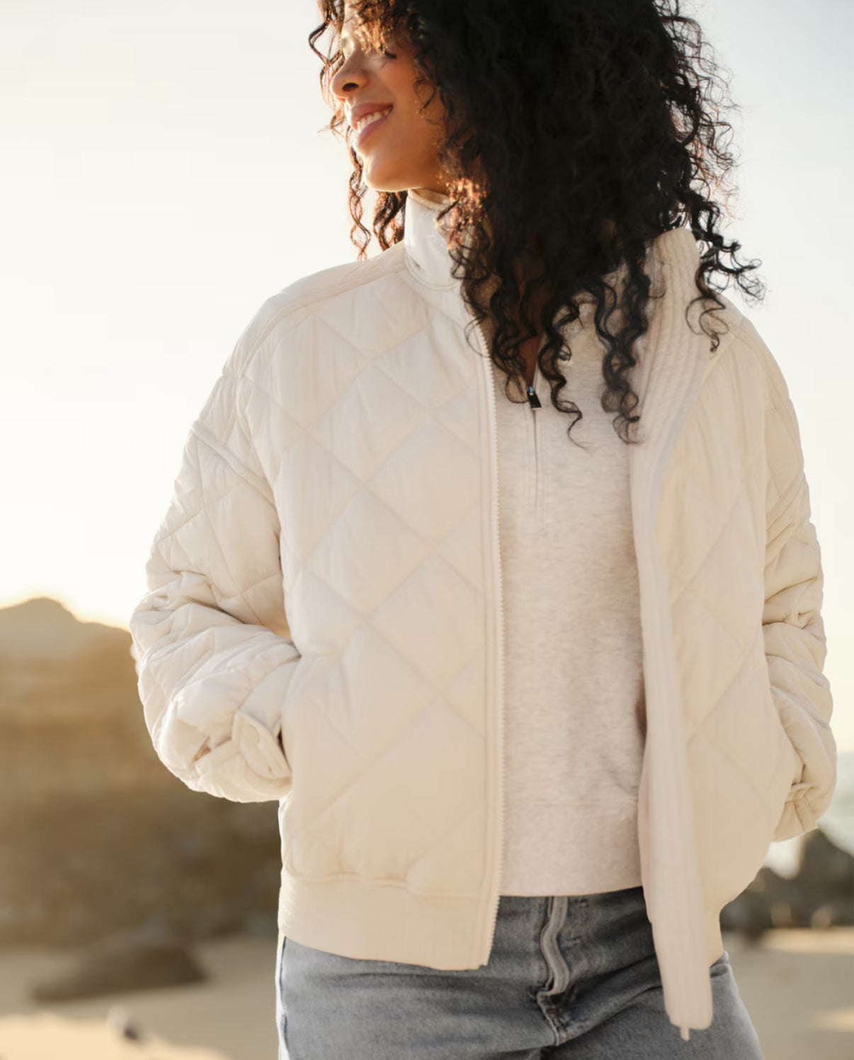 Lights at Night Quilted Jacket- Pumice Stone