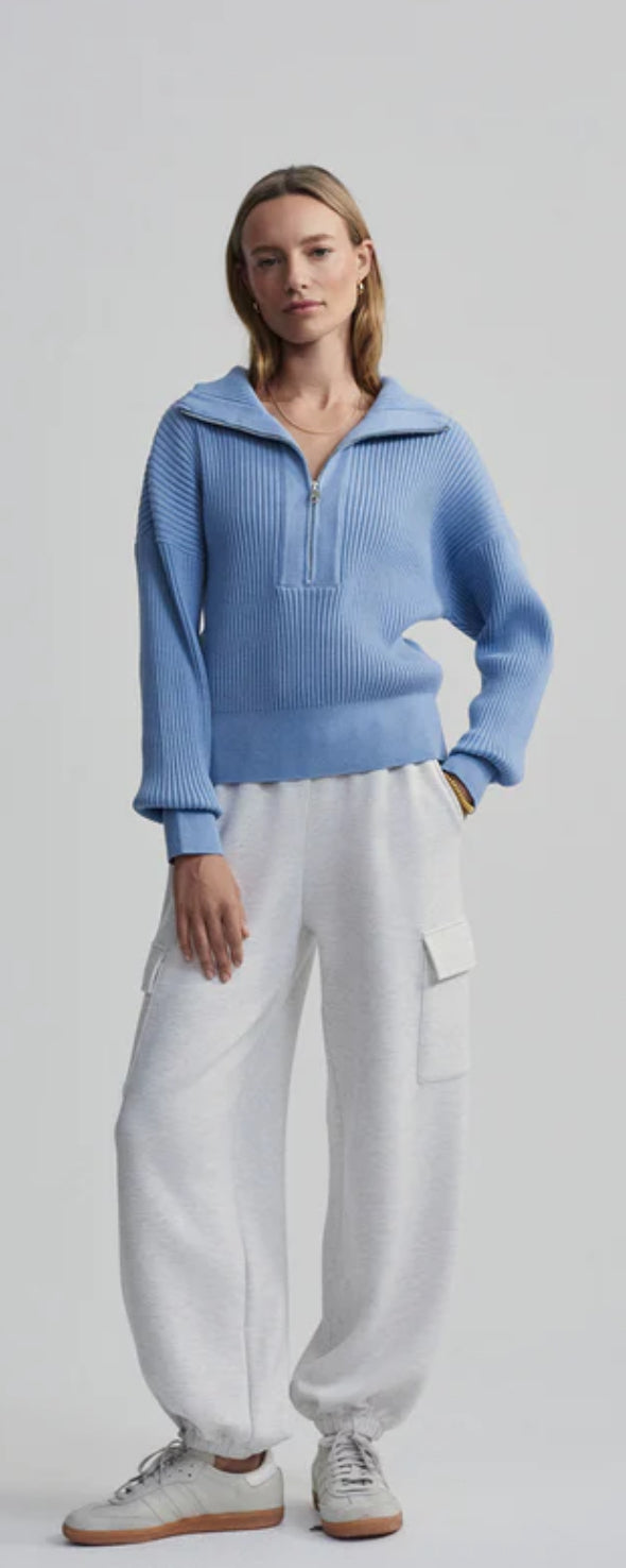 Janie Half Zip Knit- Ashley Blue