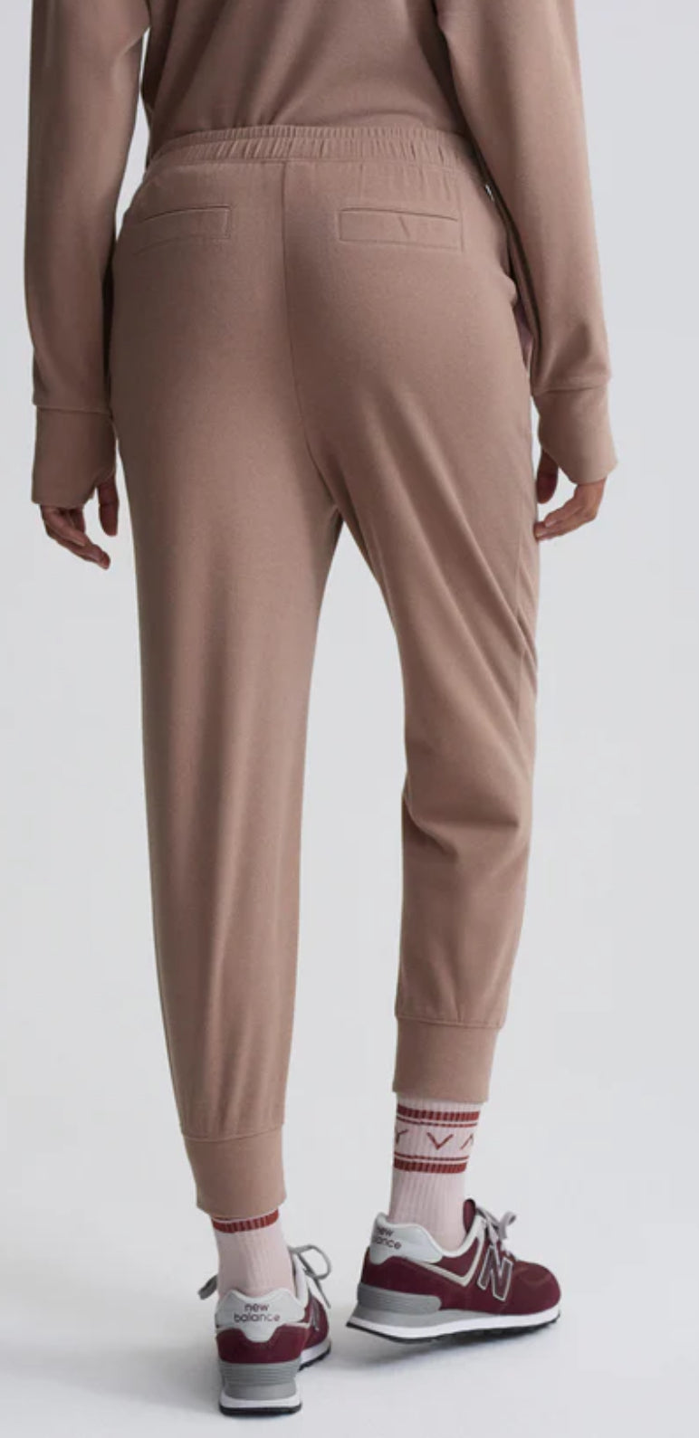 Brushed Rib Slim Cuff Pant 25"- shadow rose marl