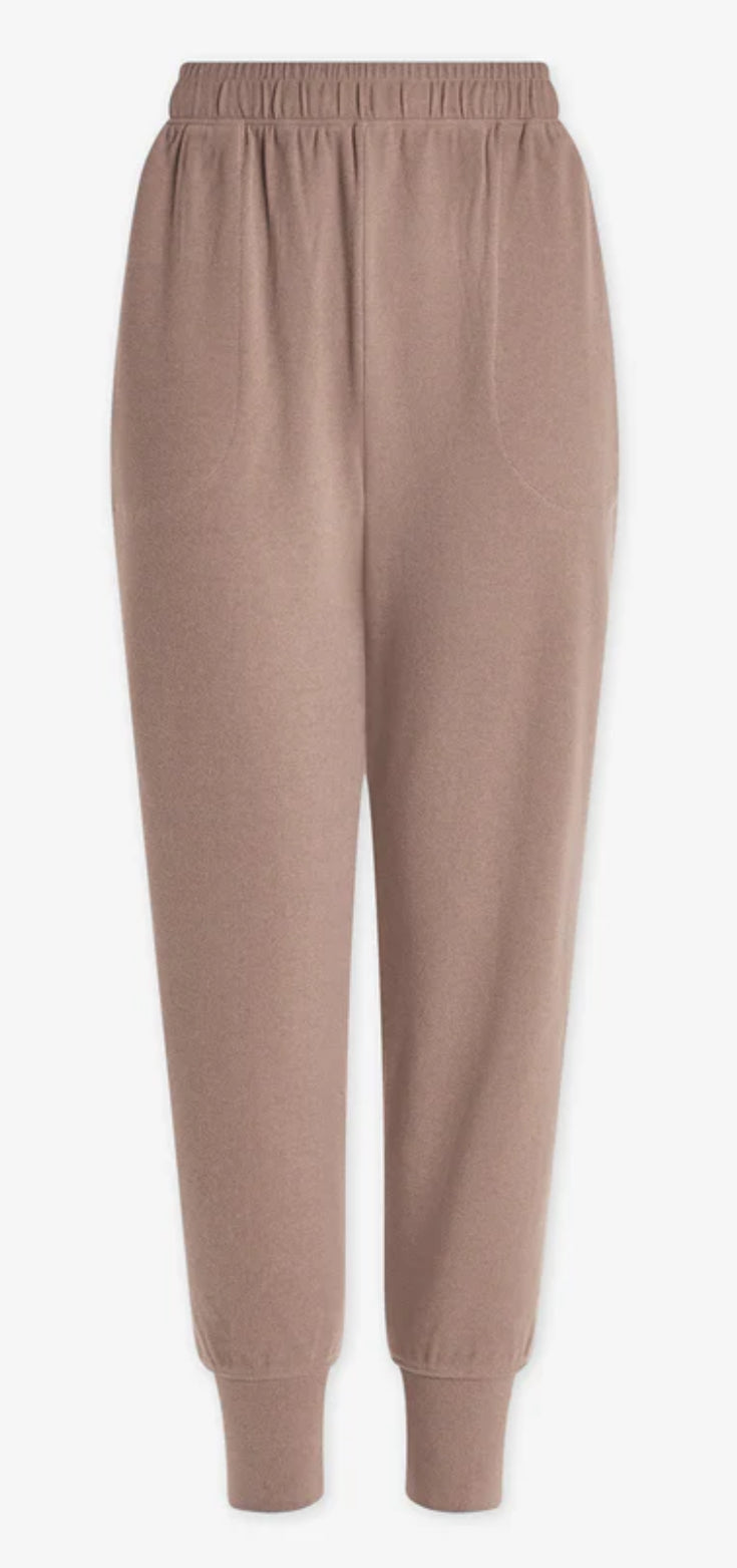 Brushed Rib Slim Cuff Pant 25"- shadow rose marl