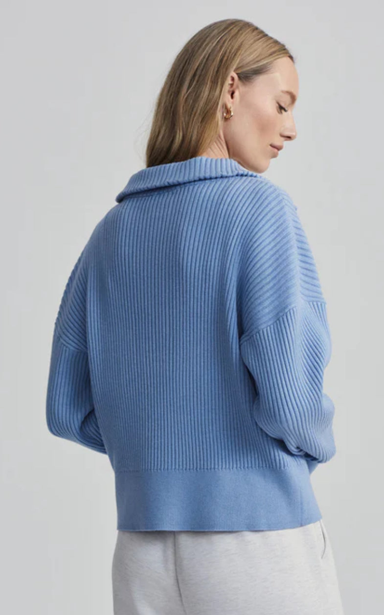 Janie Half Zip Knit- Ashley Blue