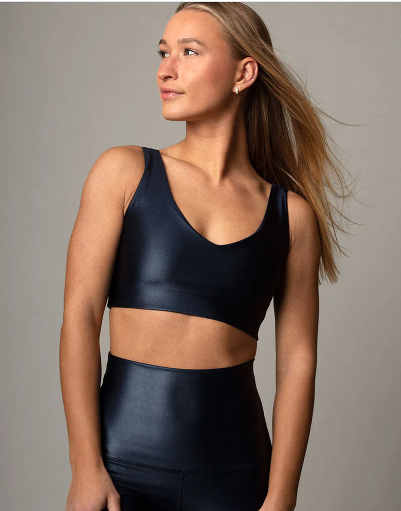 Navy Lacquer V Crop